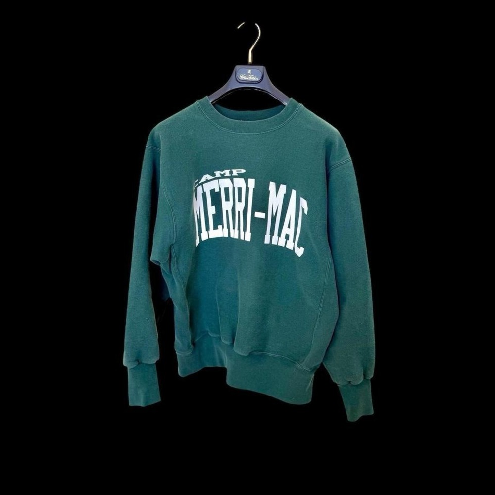 Vintage 80's Camp Merri-Mac Reverse Weave Sweatshirt Sz Medium Green